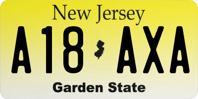 NJ license plate A18AXA
