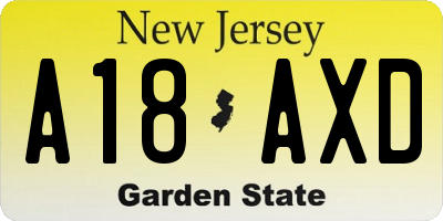 NJ license plate A18AXD