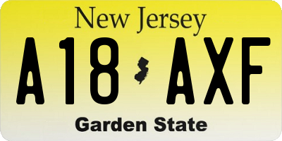 NJ license plate A18AXF