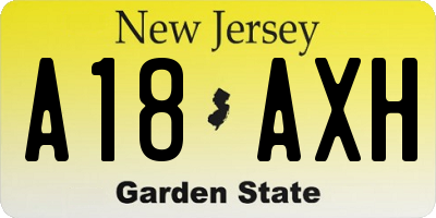 NJ license plate A18AXH