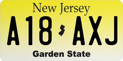 NJ license plate A18AXJ