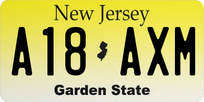 NJ license plate A18AXM