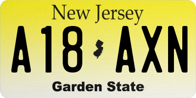 NJ license plate A18AXN