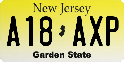 NJ license plate A18AXP