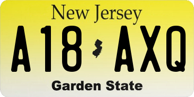 NJ license plate A18AXQ