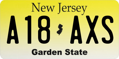 NJ license plate A18AXS