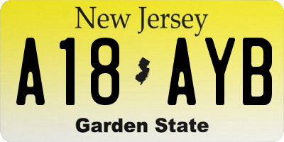 NJ license plate A18AYB