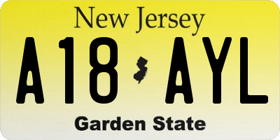 NJ license plate A18AYL