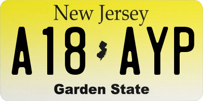 NJ license plate A18AYP