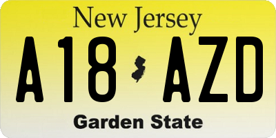 NJ license plate A18AZD