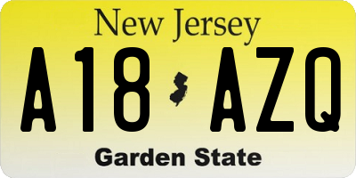 NJ license plate A18AZQ