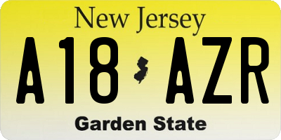 NJ license plate A18AZR