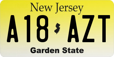 NJ license plate A18AZT