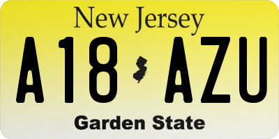 NJ license plate A18AZU