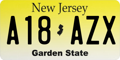 NJ license plate A18AZX