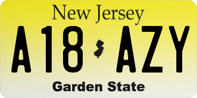 NJ license plate A18AZY
