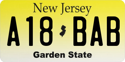 NJ license plate A18BAB