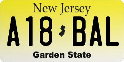 NJ license plate A18BAL