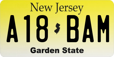 NJ license plate A18BAM