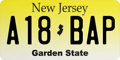 NJ license plate A18BAP