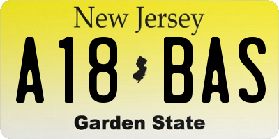 NJ license plate A18BAS