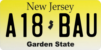 NJ license plate A18BAU