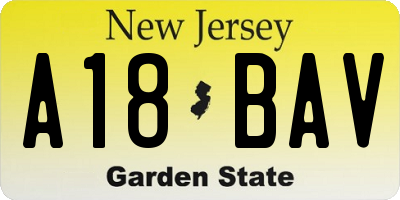 NJ license plate A18BAV
