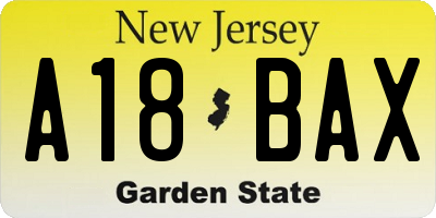 NJ license plate A18BAX