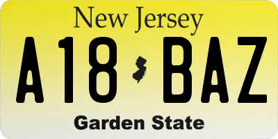 NJ license plate A18BAZ
