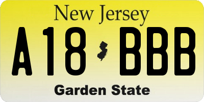 NJ license plate A18BBB