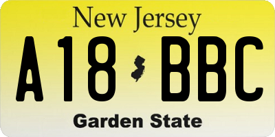 NJ license plate A18BBC