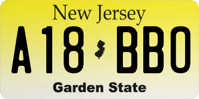 NJ license plate A18BBO