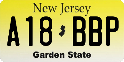 NJ license plate A18BBP