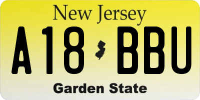 NJ license plate A18BBU
