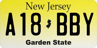 NJ license plate A18BBY