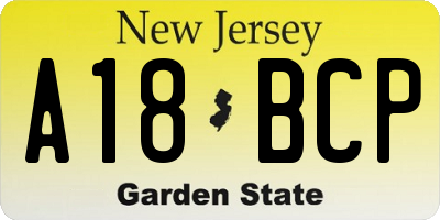 NJ license plate A18BCP