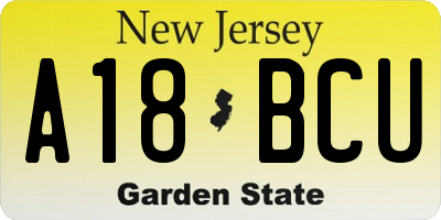 NJ license plate A18BCU