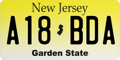 NJ license plate A18BDA