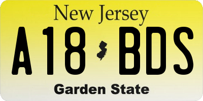 NJ license plate A18BDS