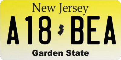 NJ license plate A18BEA