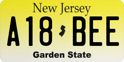 NJ license plate A18BEE