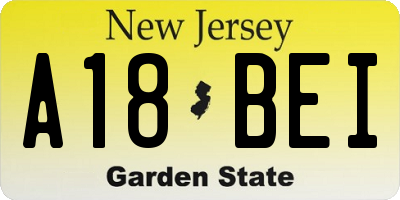 NJ license plate A18BEI
