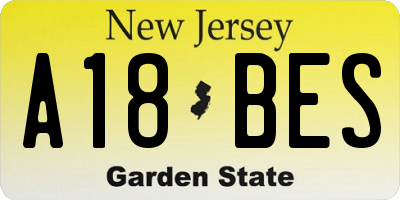 NJ license plate A18BES