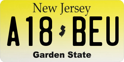 NJ license plate A18BEU