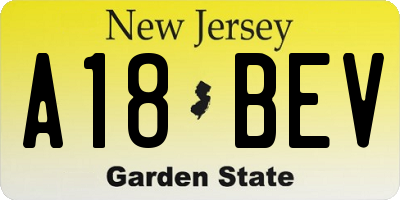 NJ license plate A18BEV