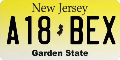 NJ license plate A18BEX