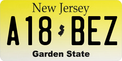 NJ license plate A18BEZ