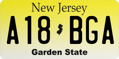 NJ license plate A18BGA