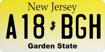 NJ license plate A18BGH