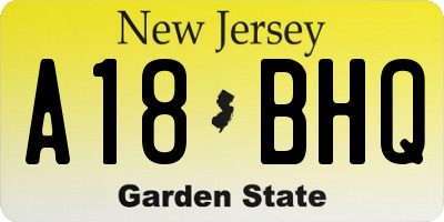 NJ license plate A18BHQ